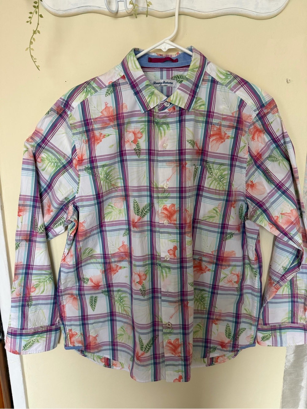Tommy Bahama Men’s Vedado Multicolor Plaid & Leaf Print Shirt